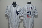 New York Yankees #2 Derek Jeter White Pinstripe USA Flag Fashion Stitched MLB Jersey,baseball caps,new era cap wholesale,wholesale hats